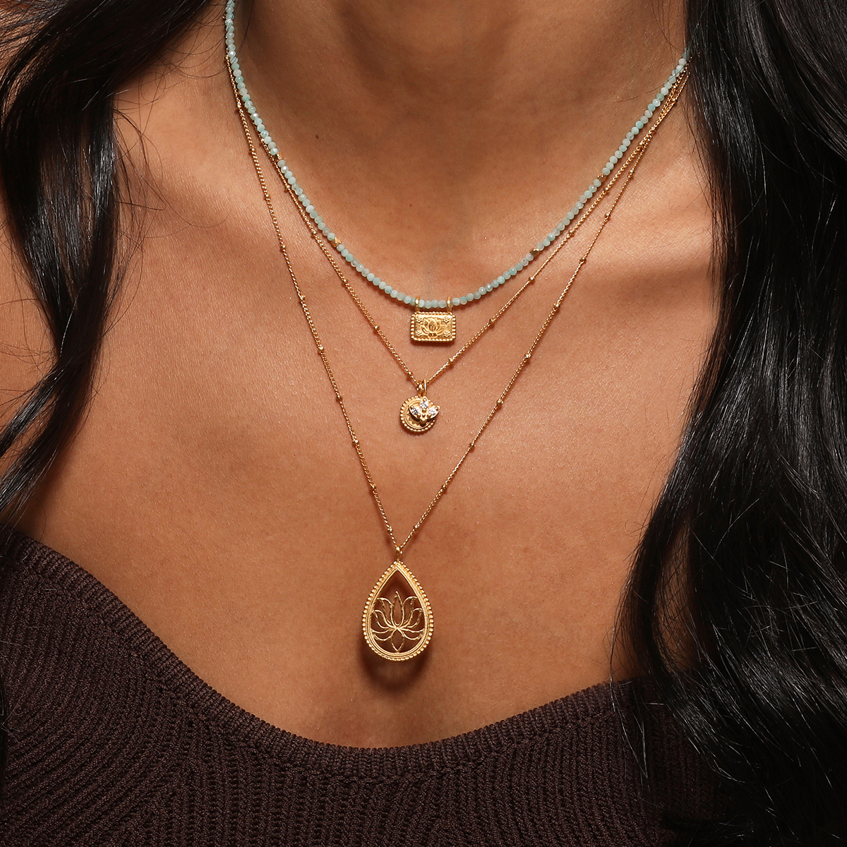 18” Lotus Teardrop Necklace