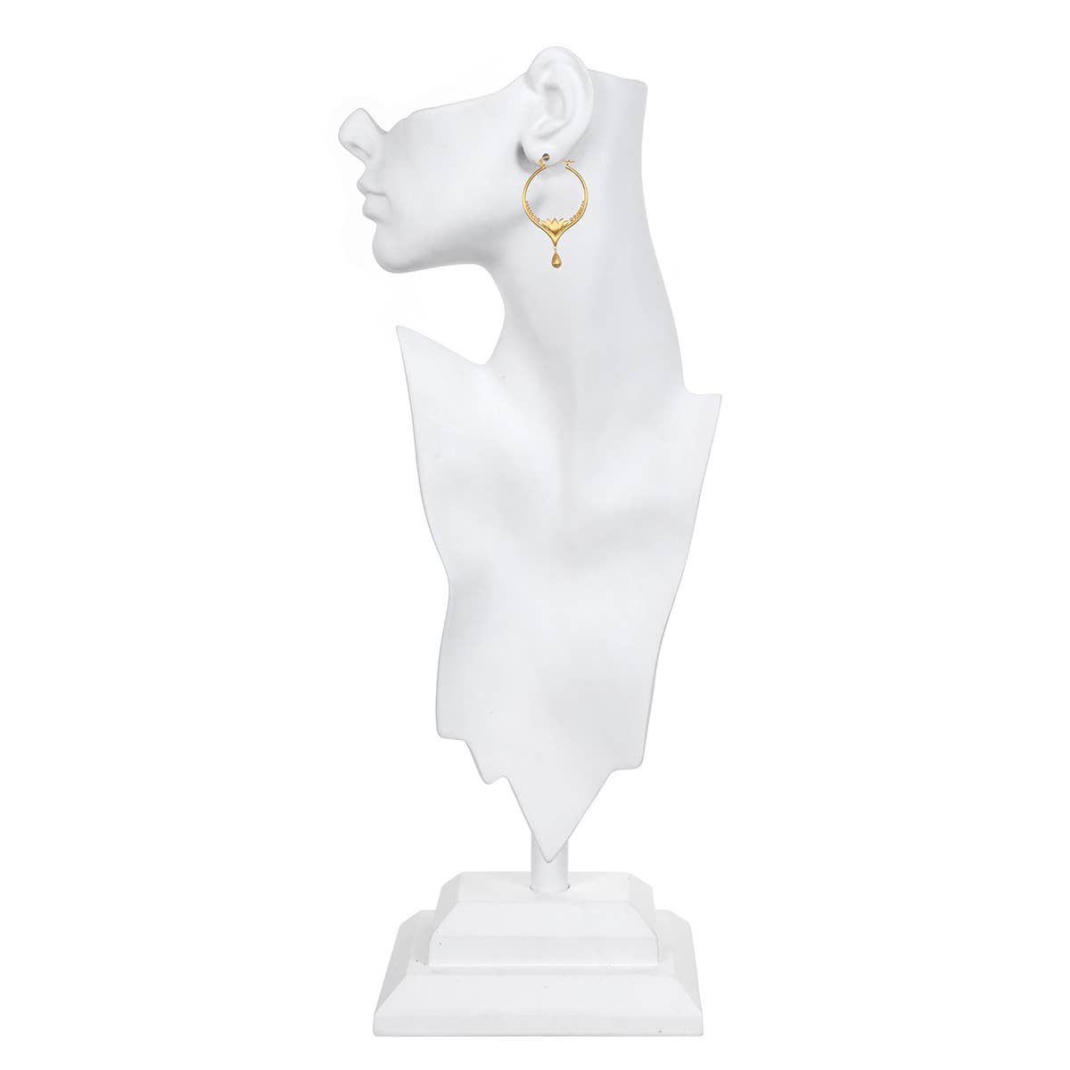 Gold Lotus Drop Hoop Earrings