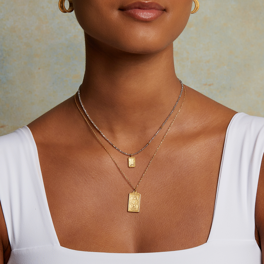 18" Wheel of Fortune tarot card necklace