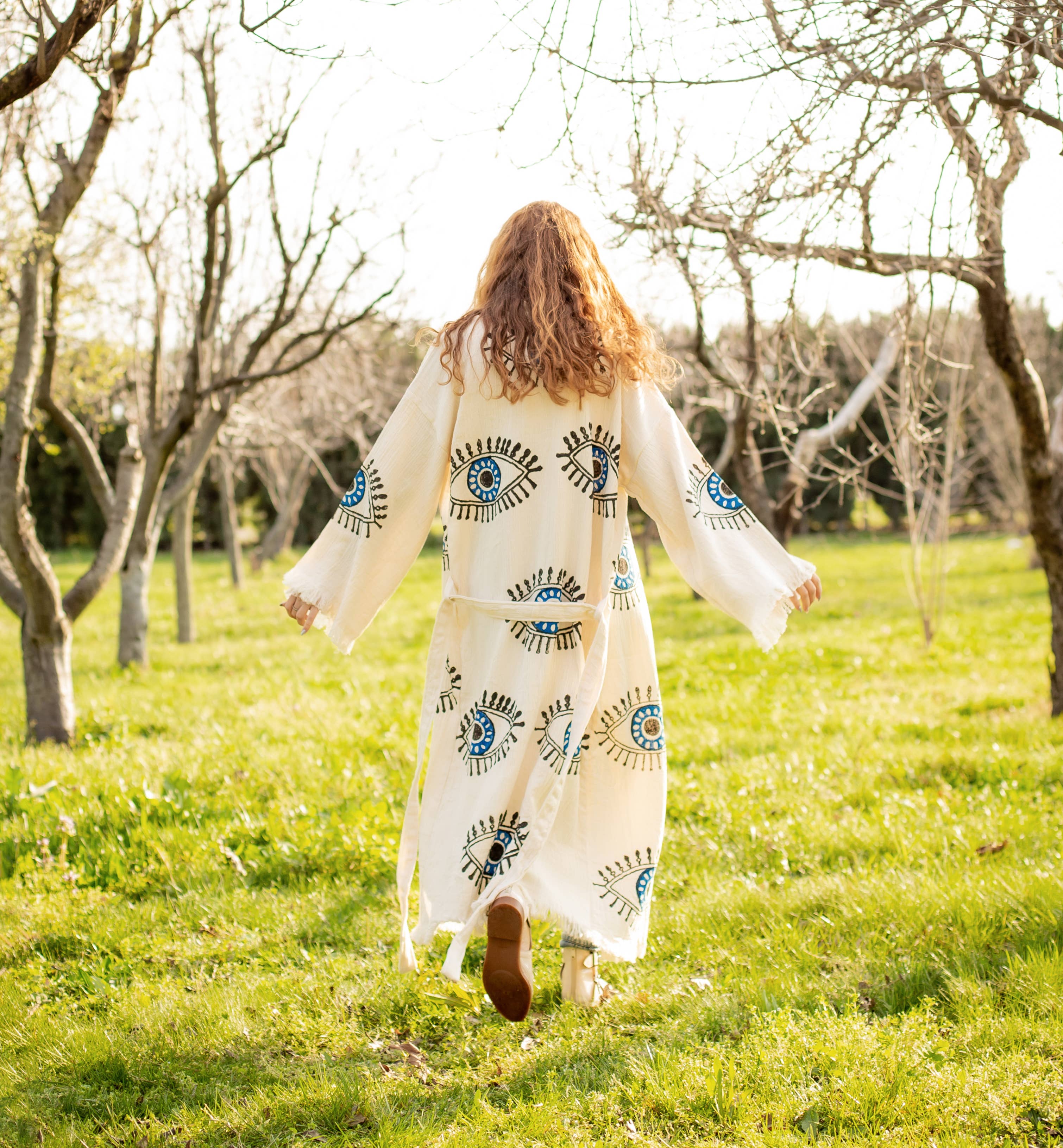 Turkish Evil Eye Long Kaftan Kimono