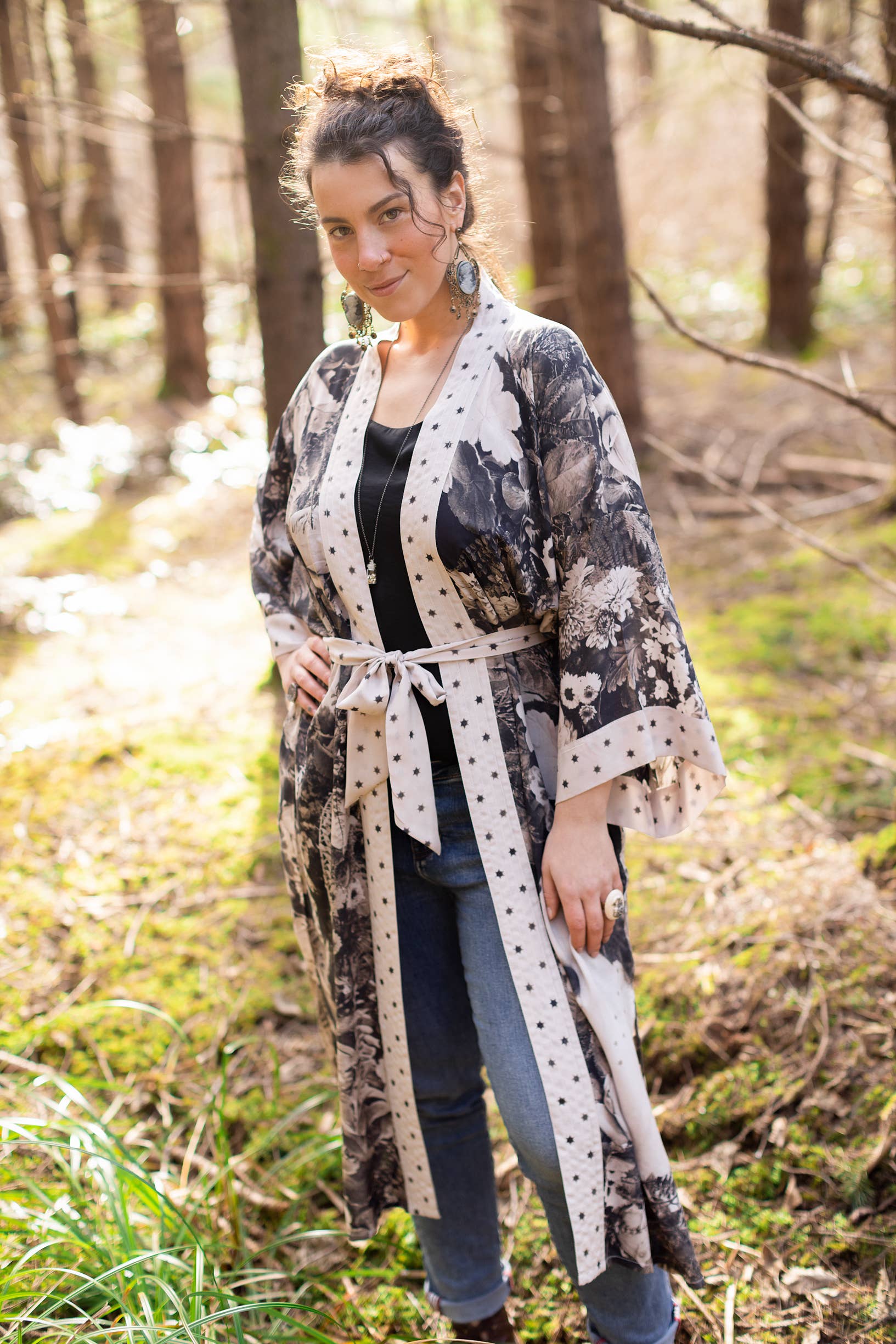 The Looking Glass Opera Duster Bamboo Kimono Robe w/ Alice