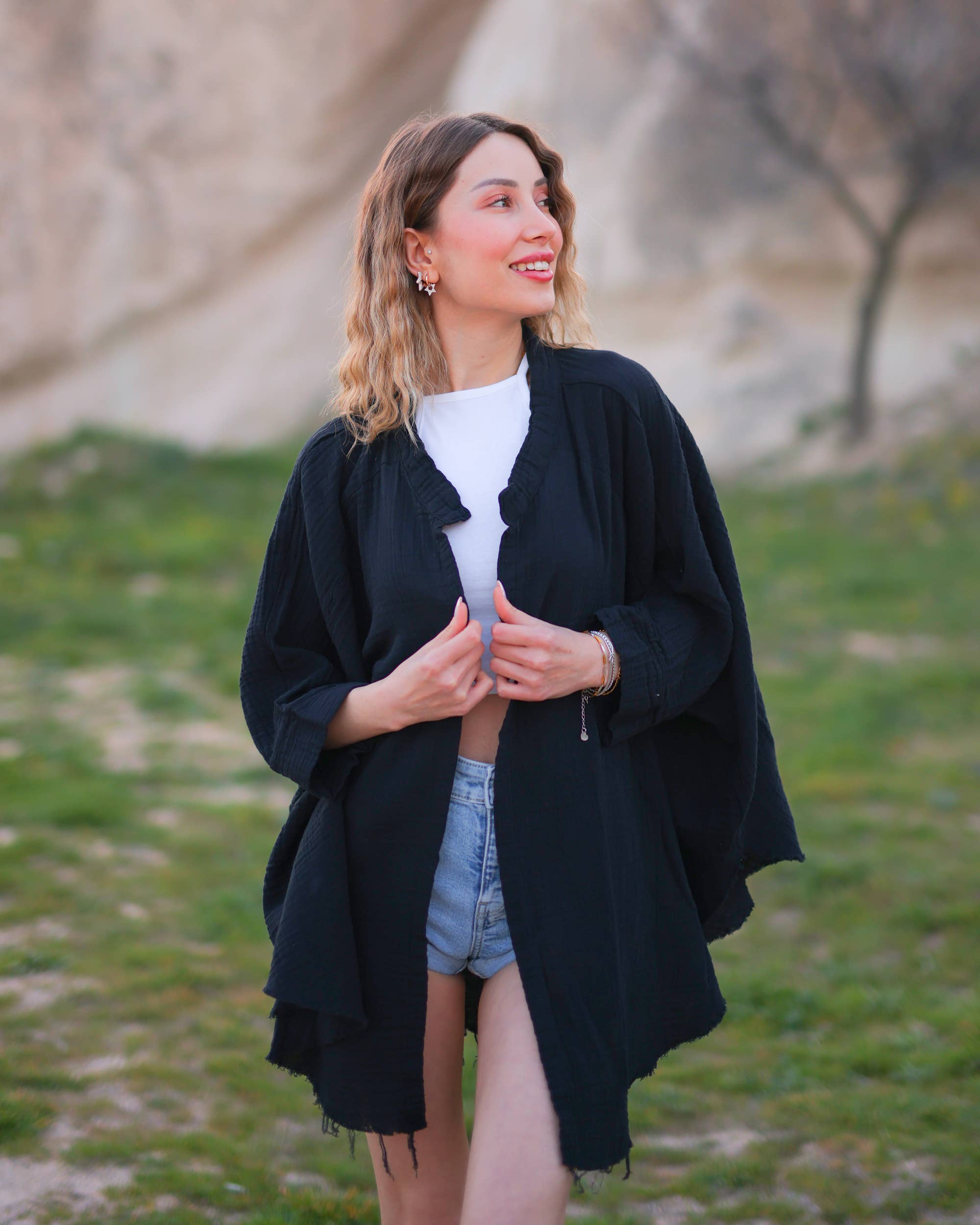 Hamsa Hand Double Gauze Muslin Robe