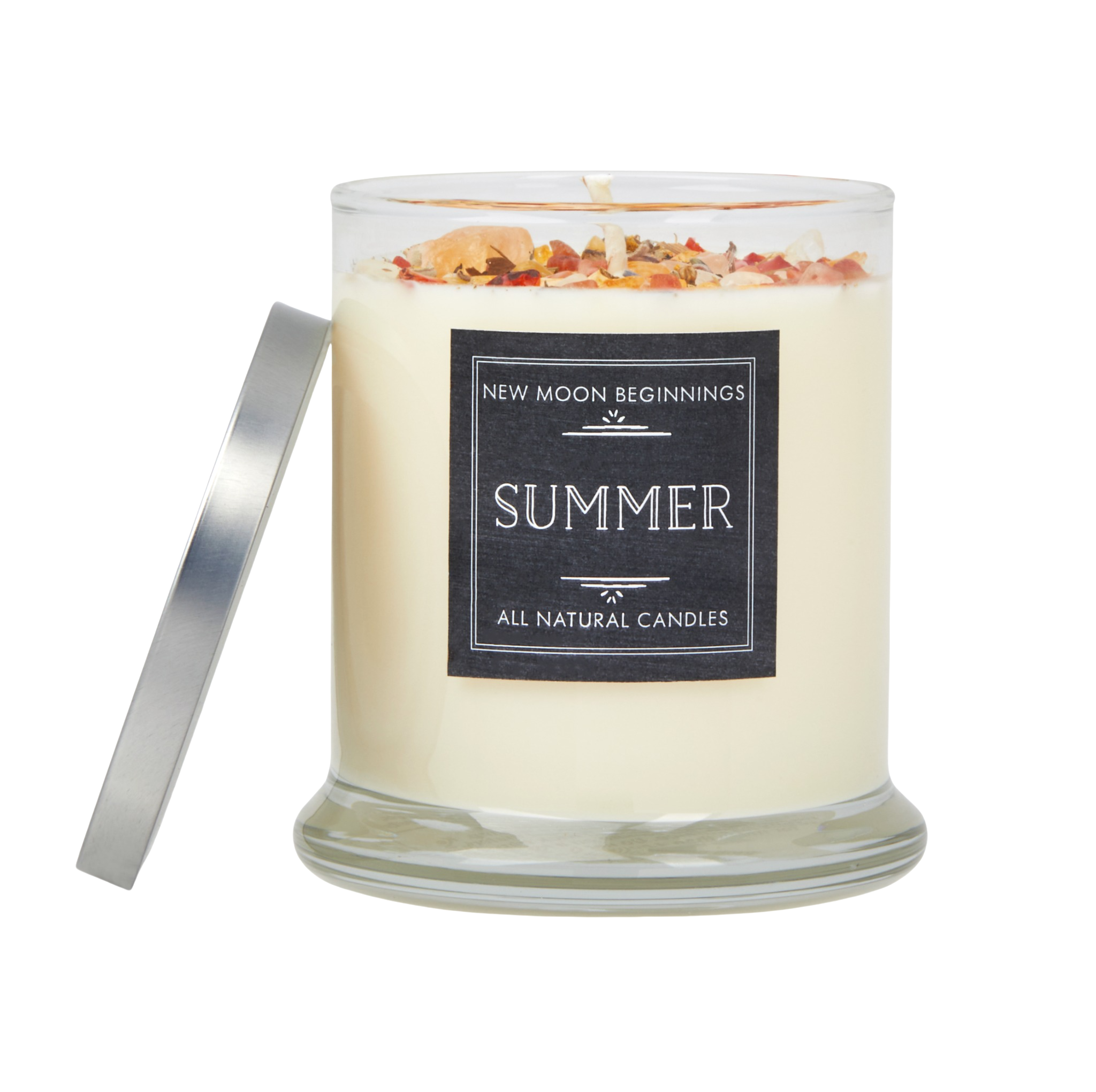 Summer Candle - Herb & Crystal Candle - Seasonal Soy Candle