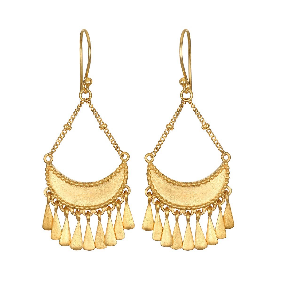 Linear Moon Fringe Earrings