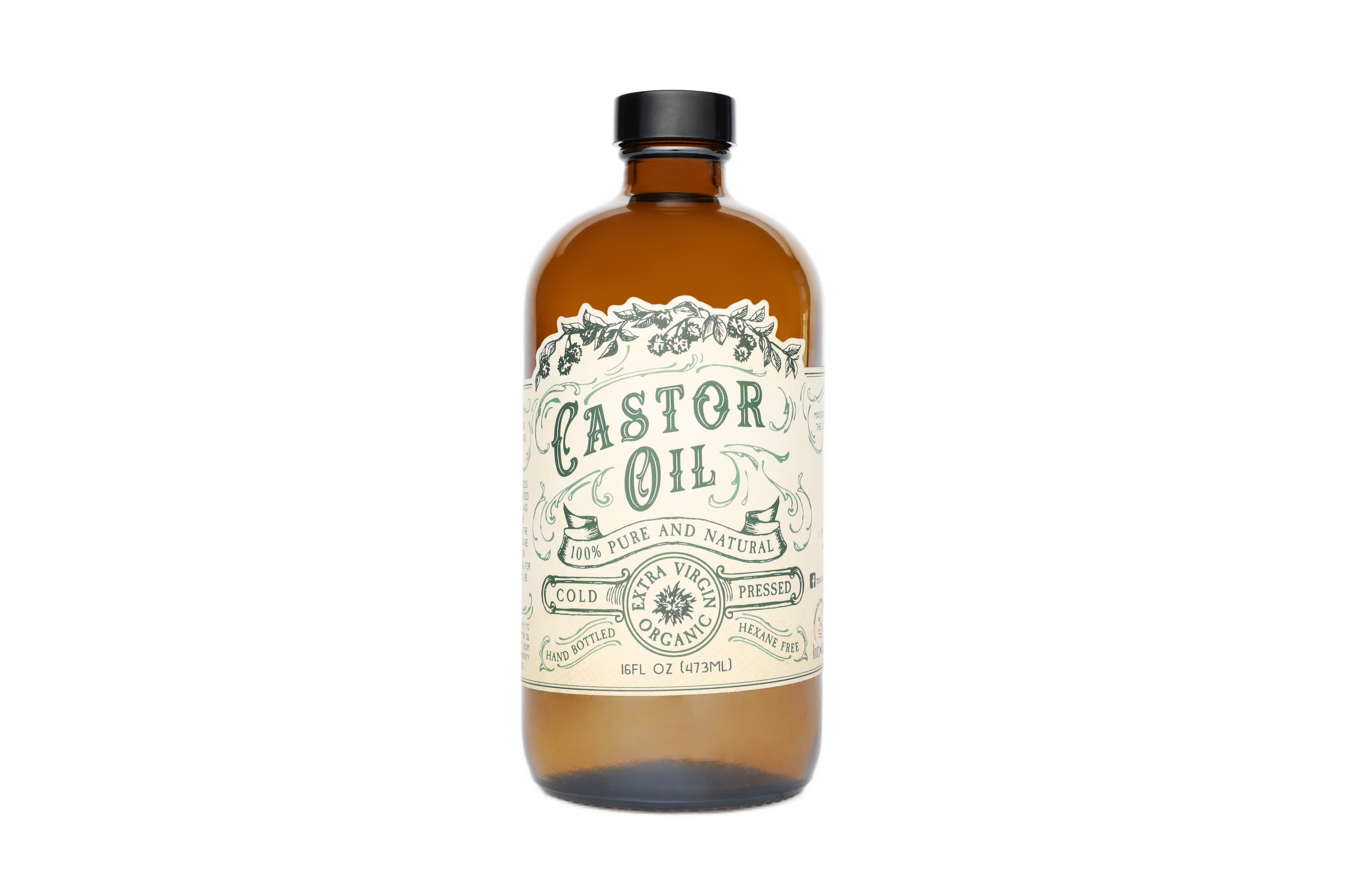 Organic Cold Pressed Castor Oil Hexane Free USA bottled