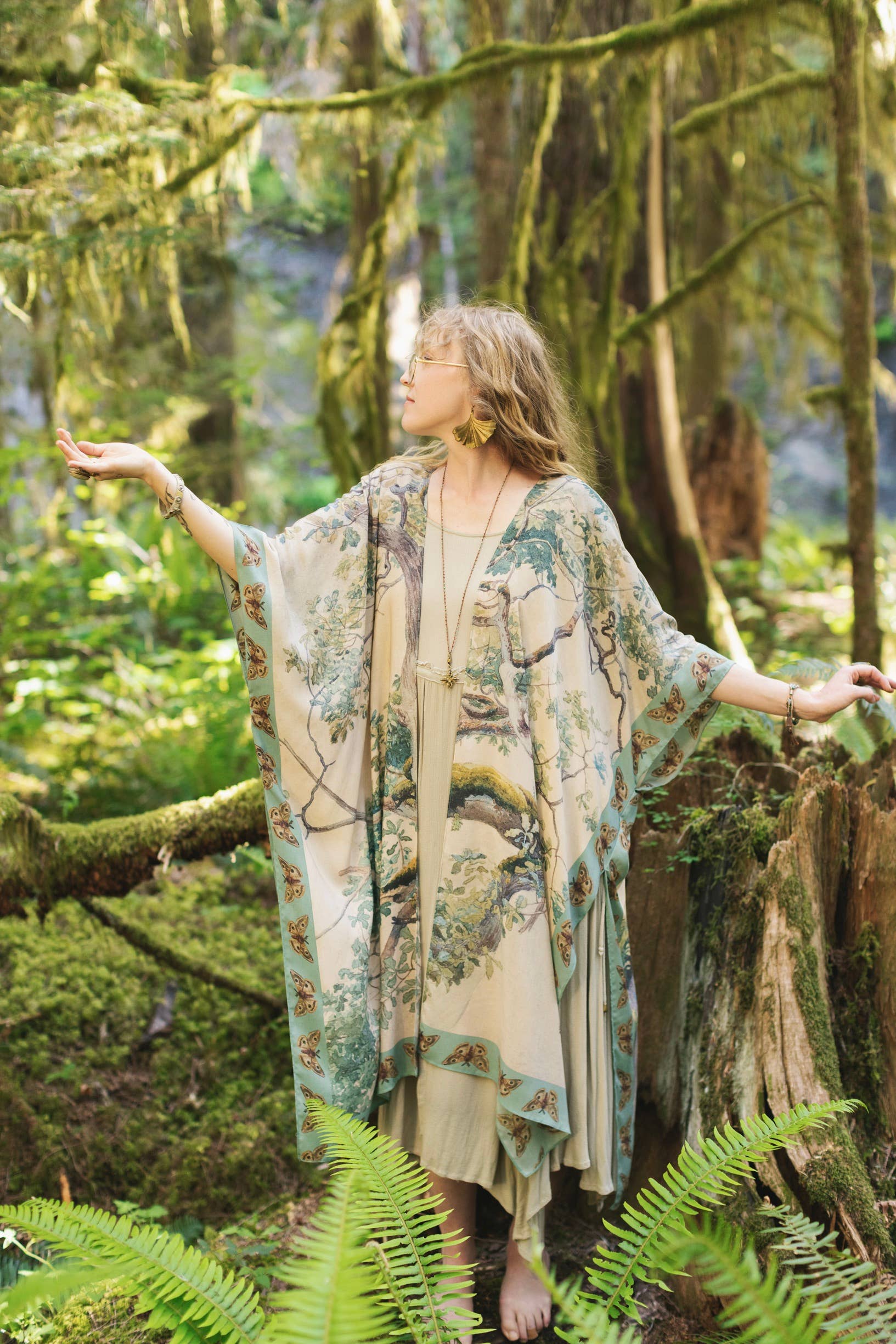 Earth and Sky Bohemian Goddess Starduster Kimono w/Trees