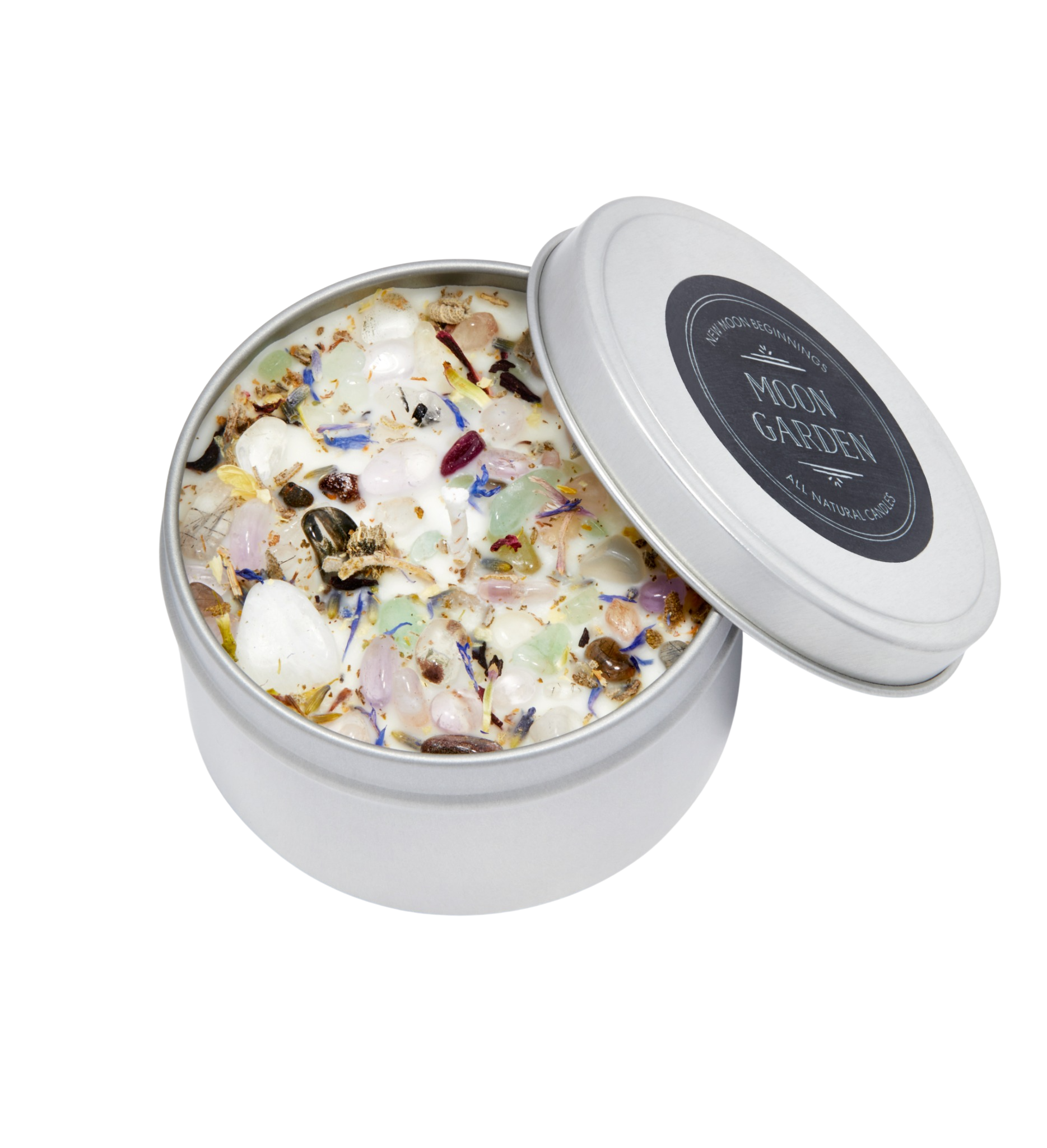Moon Garden Candle - Soy Candles - Flower & Crystal Candles