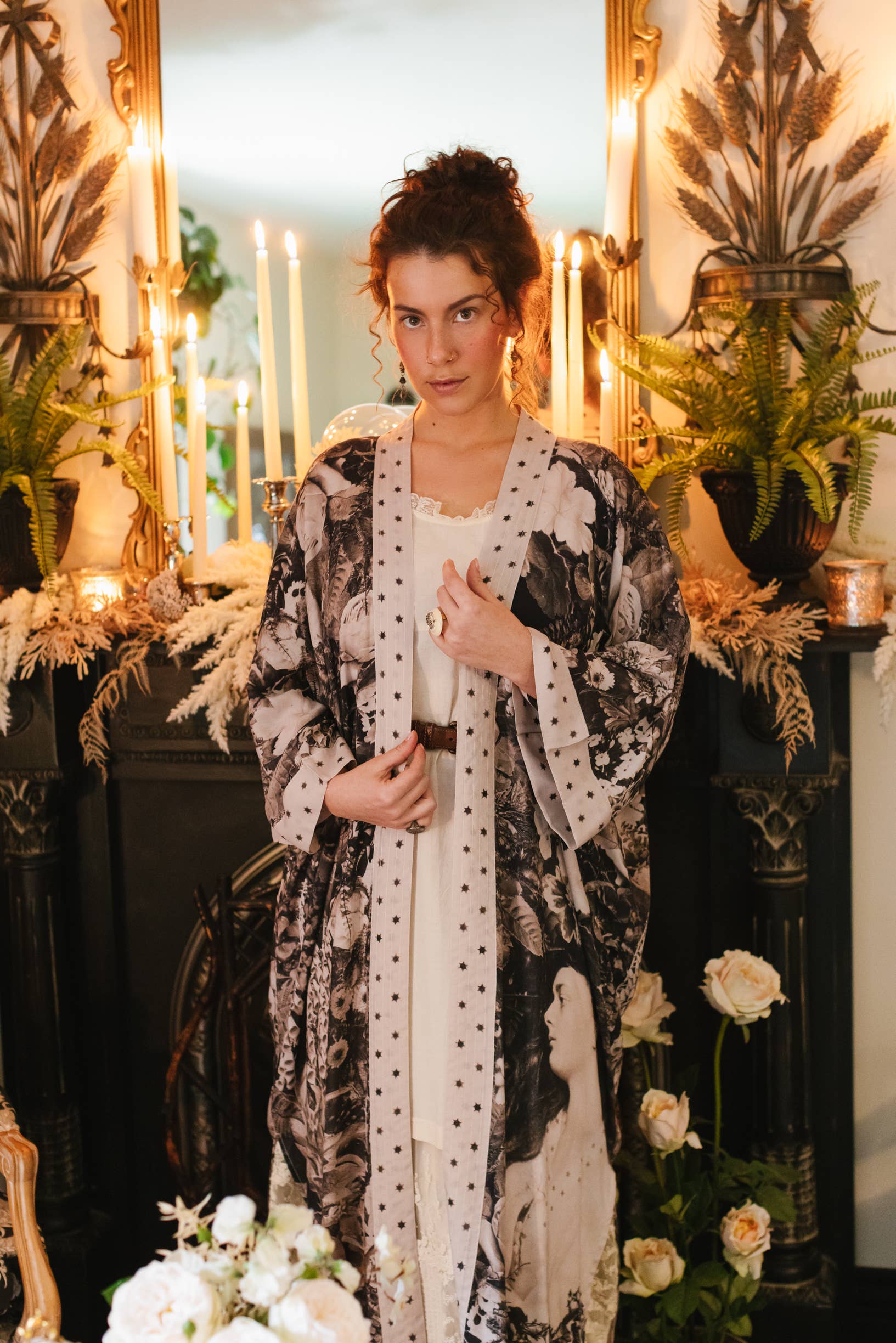 The Looking Glass Opera Duster Bamboo Kimono Robe w/ Alice