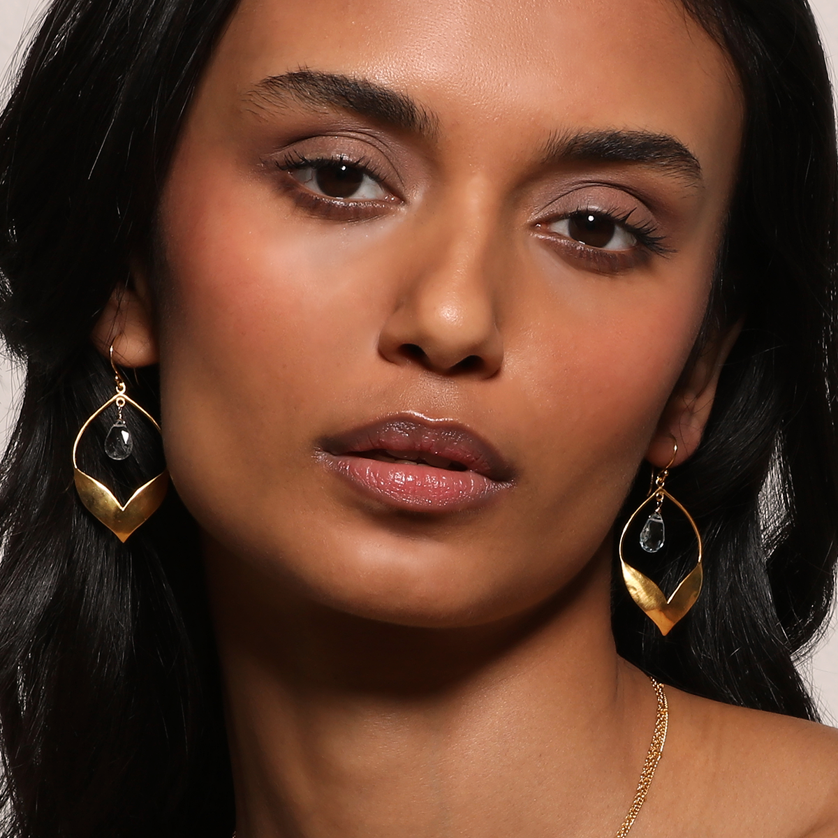 Lotus - Blue topaz lotus earrings