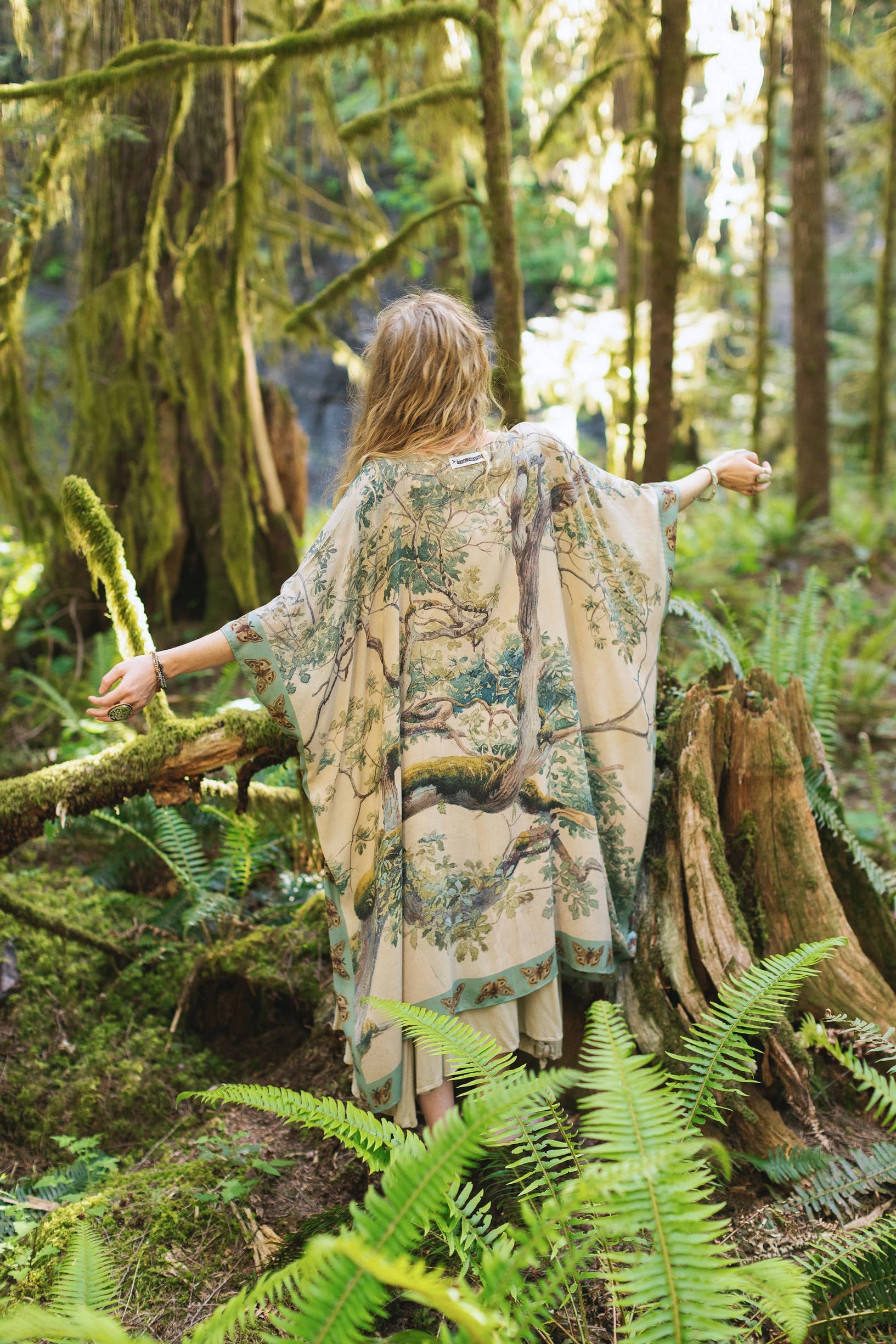 Earth and Sky Bohemian Goddess Starduster Kimono w/Trees