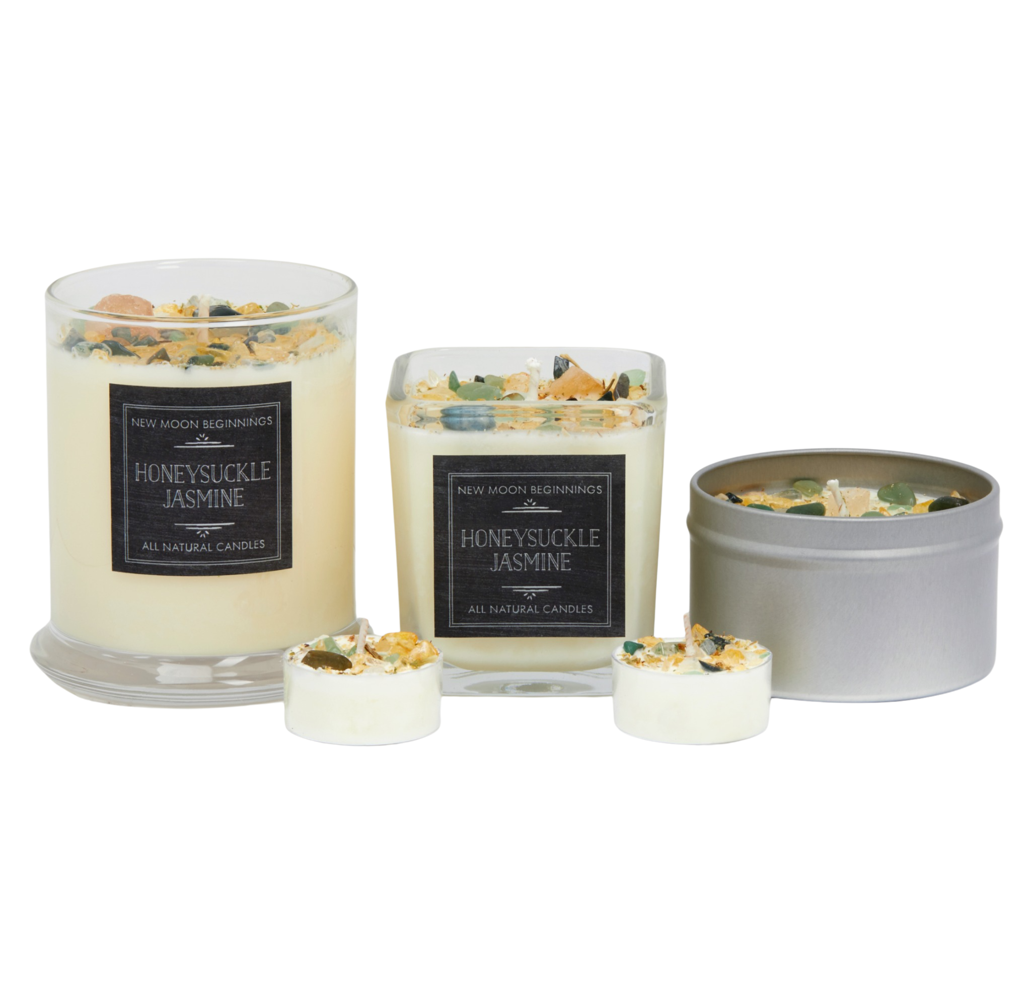 Honeysuckle Jasmine Candle - Herb, Flower, & Crystal Candle